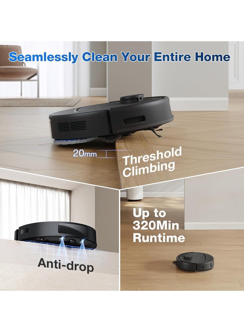 30 Pro Omni Robot Vacuum Cleaner with Station, Robot Vacuum Cleaner 10000Pa, Hot Water Cleaning and Drying, ZeroTangle 2.0 Brush, 9 mm Skid Lifting, Automatic Emptying 3.5 L 60 W YDLX11-1 Black
