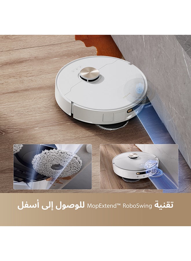 Dreame X40 Ultra Complete Robot Vacuum Cleaner, 12000 Pa Robotic Vacuum with Removable and Lift Mop, Extensive Cleaning with Side Brushes, MopExtend technology, Self-Cleaning Mop in 70° Hot Water 50 W RLX63CE-2 White