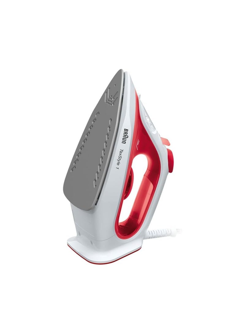TexStyle 1 SI1019RD, Steam Iron, Non-Stick Coating, Thermostat, 25g/min in Turbo Mode, 220ml Water Tank, 1900W, Red/White 220 ml 1900 W SI1019RD Red