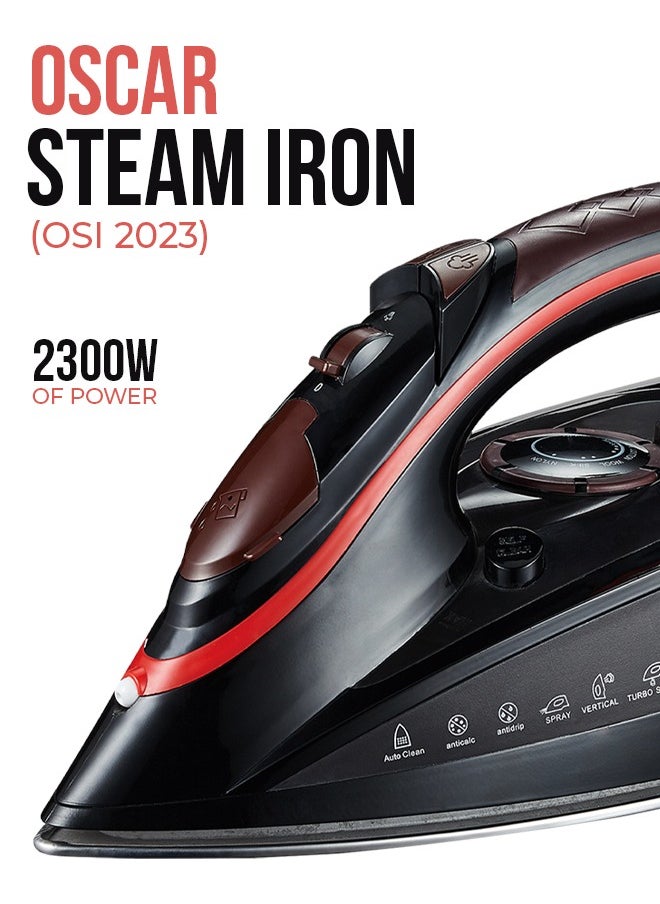 Steam Iron Box - Ceramic Soleplate - Powerful Burst & Vertical Steam - Adjustable Thermostat - Overheat Protection - 2300W Power - 1.9M Cable length