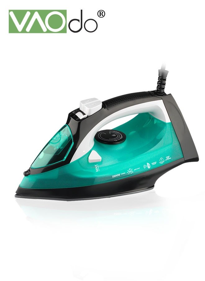 2200W Steam Iron, Non Stick Soleplate Spray Mist, Anti-Drip, Adjustable Thermostat Control, Variable Steam Control, Self-Clean,Light Weight,320ML Water Tank Iron