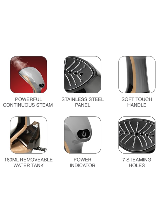 Handheld Steam Iron Portable Garment Steamer With Pump Automatic Powerful Continuous Steam Function 180 ml 1600 W NGS77H Black