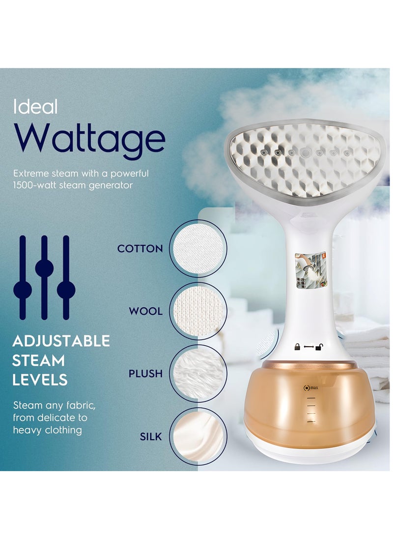 Portable Handheld Clothes Steamer, 1500W, 300ml Detachable Water Tank, Portable Steam Iron, Quick Heat-Up, Continuous Steam Output, Anti-Drip, Travel Friendly