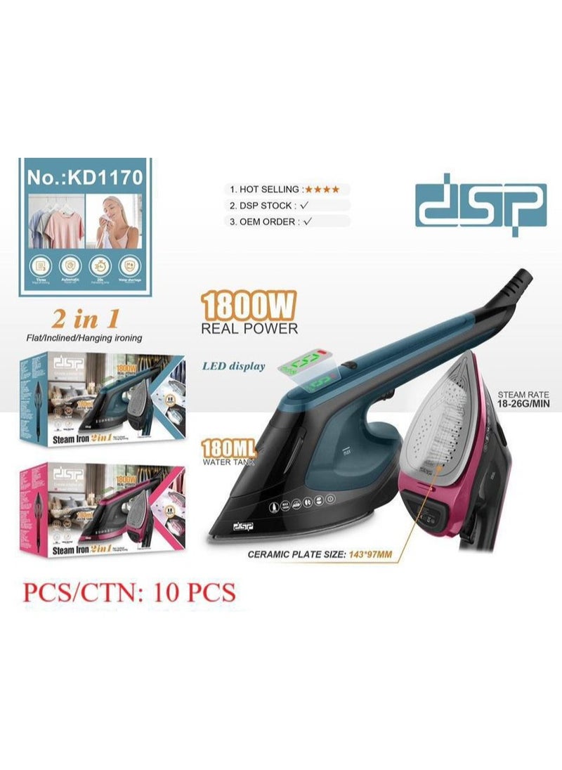 2-in-1 garment steamer kd1170, power up to 1400-1800W, water tank capacity 180ml