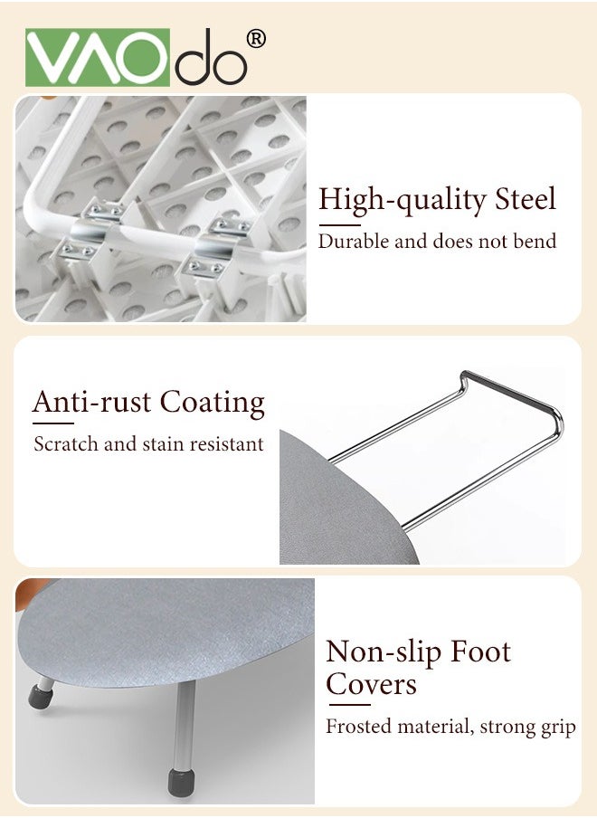 Small Size Ironing Board with Ironing Board with Shirt Sleeves, Full Metal Construction Iron Board, Removable Heat Breathable Resistant Cloth Cover,  Anti-Skid Feet, Easy to Move and Carry