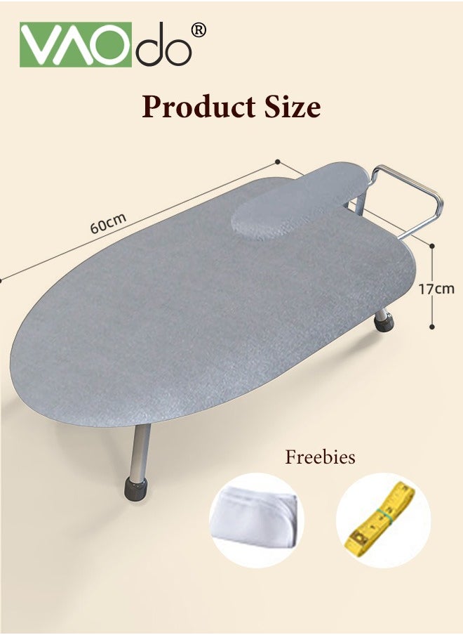 Small Size Ironing Board with Ironing Board with Shirt Sleeves, Full Metal Construction Iron Board, Removable Heat Breathable Resistant Cloth Cover,  Anti-Skid Feet, Easy to Move and Carry