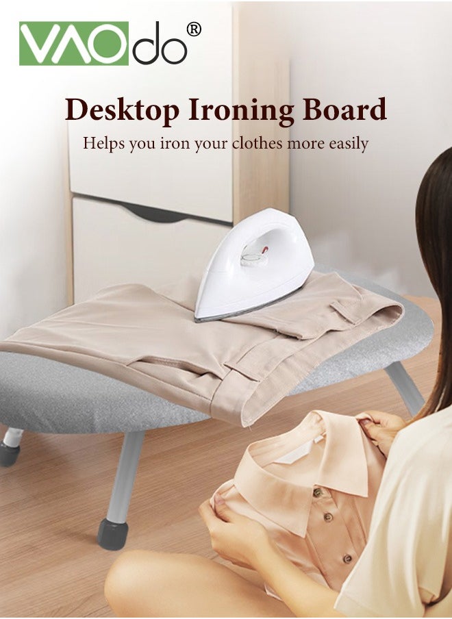 Small Size Ironing Board with Ironing Board with Shirt Sleeves, Full Metal Construction Iron Board, Removable Heat Breathable Resistant Cloth Cover,  Anti-Skid Feet, Easy to Move and Carry