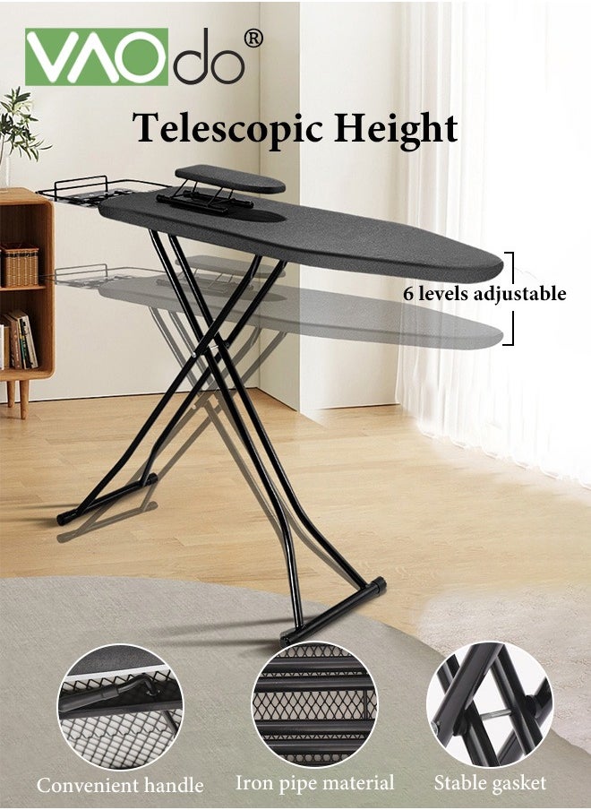Full Size Ironing Board with Small Ironing Board, Full Metal Construction Iron Board, Removable Heat & Scorch Resistant Fabric, Cord Holder, Anti-Skid Feet, Adjustable Tabletop