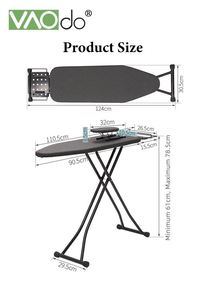 Full Size Ironing Board with Small Ironing Board, Full Metal Construction Iron Board, Removable Heat & Scorch Resistant Fabric, Cord Holder, Anti-Skid Feet, Adjustable Tabletop