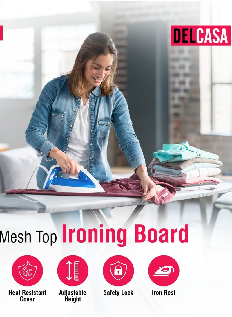 Delcasa Mesh Top ironing Board 122X38cm Iron Board Iron table