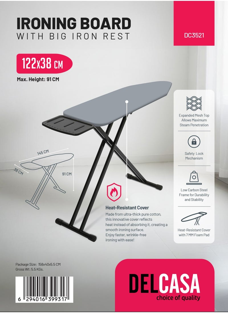 Delcasa Mesh Top ironing Board 122X38cm Iron Board Iron table