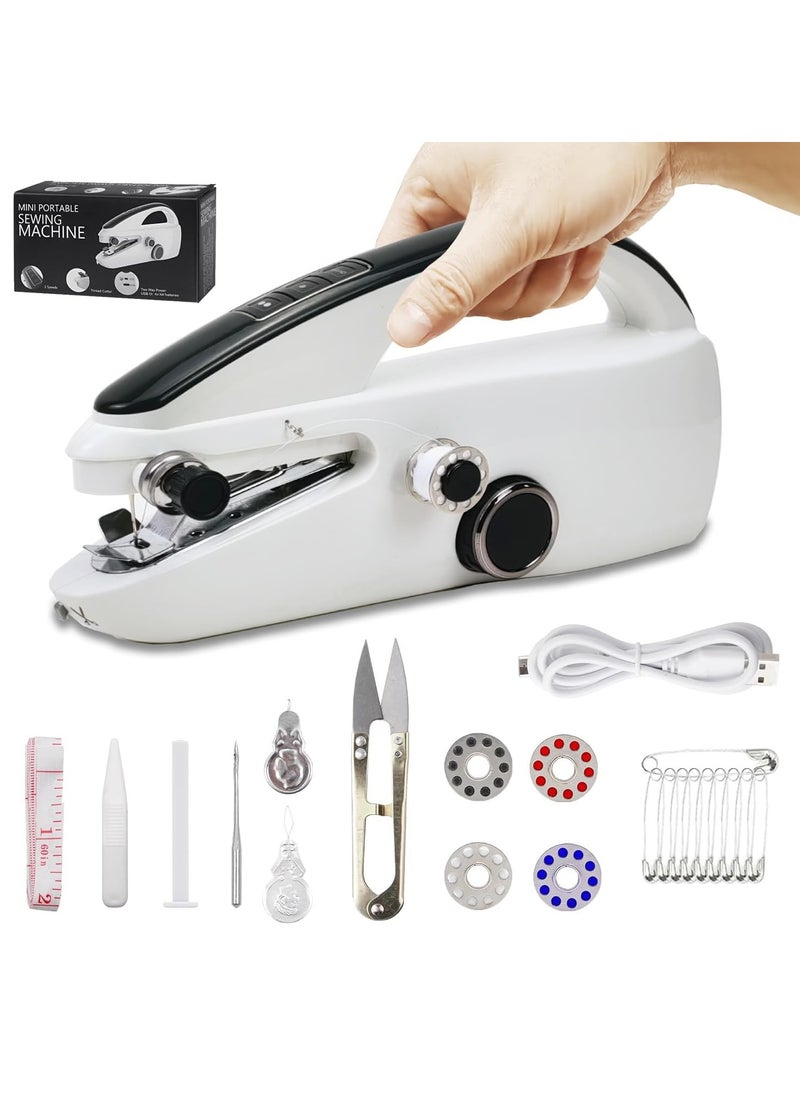 Handheld Sewing Machine, Mini Hand Sewing Machine for Beginners, 2 Speed Adjustment Electric Portable Sewing Machine, Easy to Use and Fast Stitch, Suitable for Adults, DIY, Home, Traveling