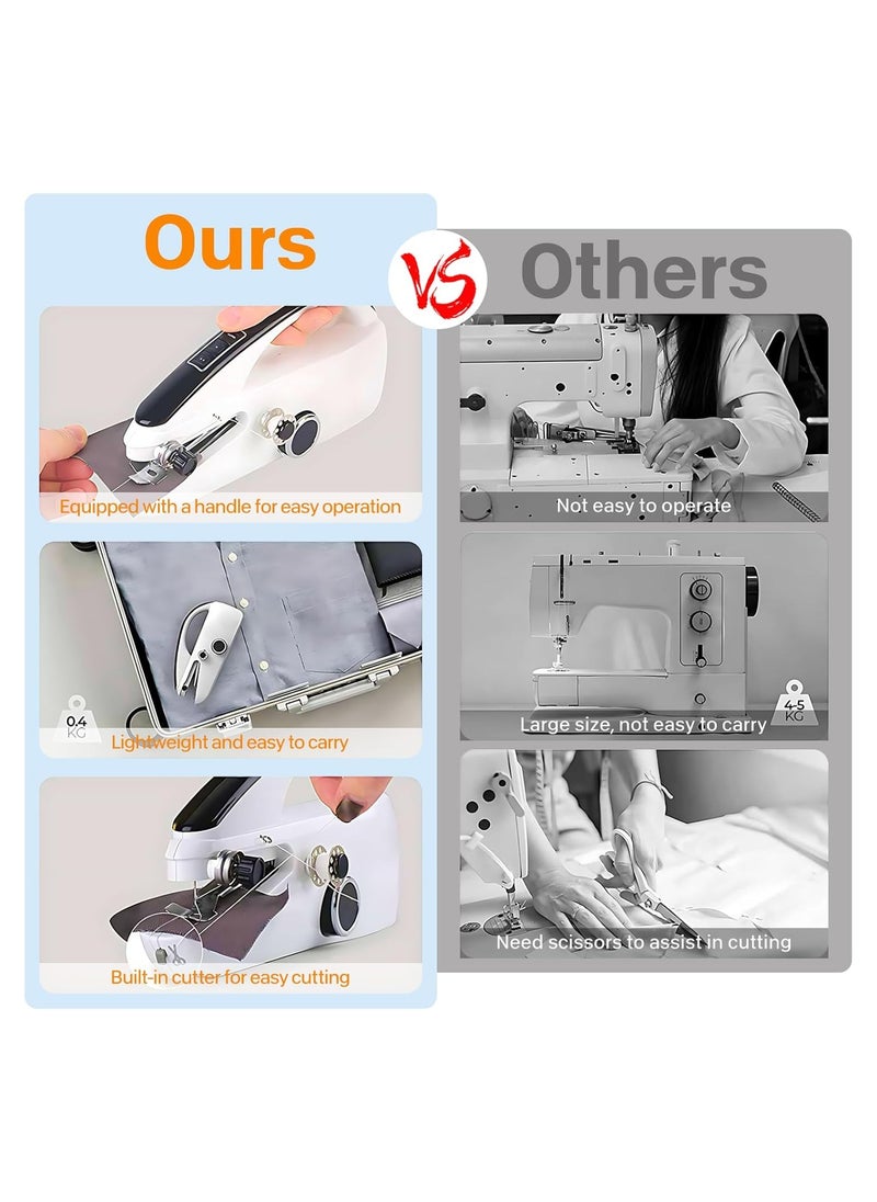 Handheld Sewing Machine, Mini Hand Sewing Machine for Beginners, 2 Speed Adjustment Electric Portable Sewing Machine, Easy to Use and Fast Stitch, Suitable for Adults, DIY, Home, Traveling