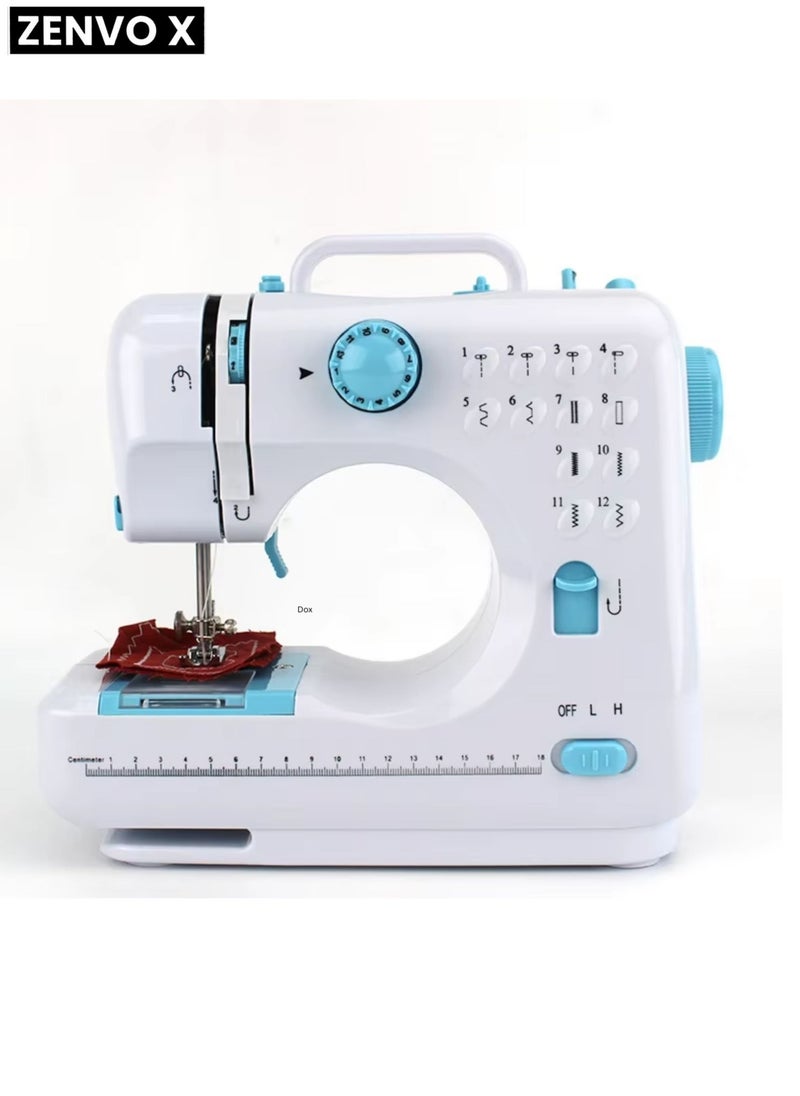 Electric Sewing Machine, 12-Needle Two-Way Household Portable Sewing Machine for Sewing, Overlocking, and Buttonholes