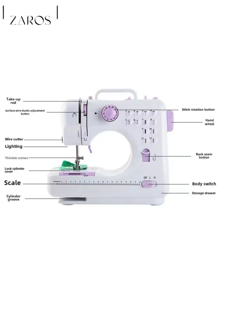 Portable Stitching Sewing Machine with 2 Speeds and 12 Stitches