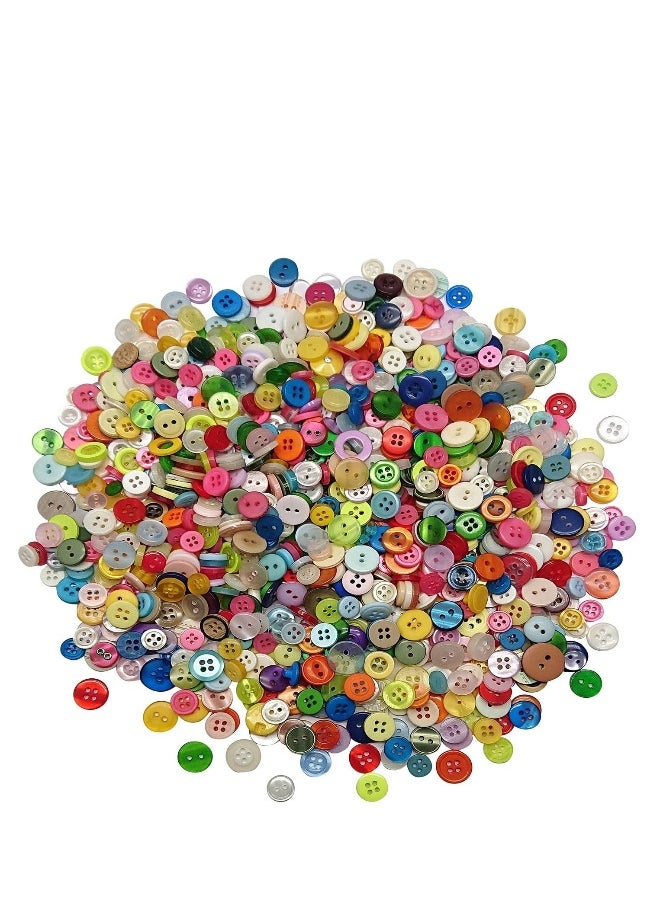 1000 Pcs Resin Buttons Assorted Sizes Round Craft Buttons for Sewing DIY Crafts Children's Manual Button Painting Mixed Colors