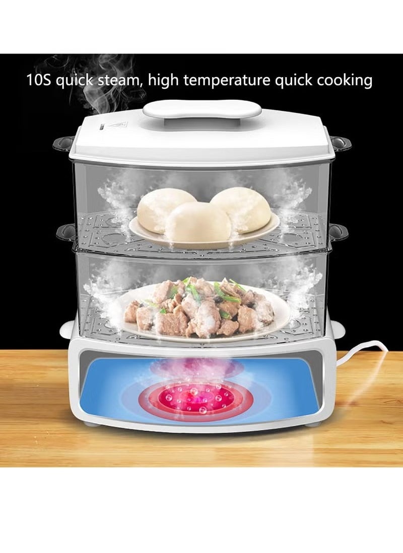 Household Two Tier Electric Food Steamer Cooker Multifunction Electric Steamer Vegetable Heating Breakfast Machine 12L Capacity 12 Multifunctional Modes 1500W Steamer
