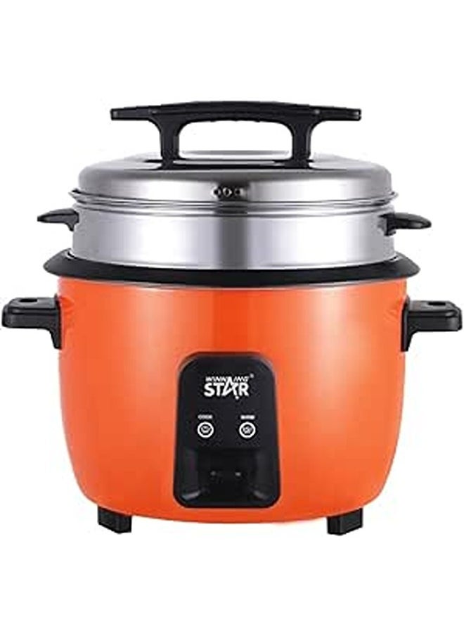 Winning Star ST-9341 | 1300W Electric Rice Cooker & Multicooker | 3.6L Capacity | Orange | Thicken Anti-Dry Heating Plate | Steamer | BS Plug