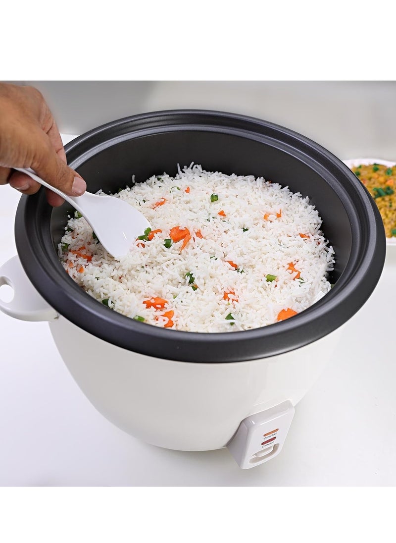 Rice Cooker, 1000W Power, 2.8L, Removable Non-Stick Bowl & Steaming Tray with Water Level Indicator, Glass Lid & Cool Touch for Healthy Meals, Easy to Use