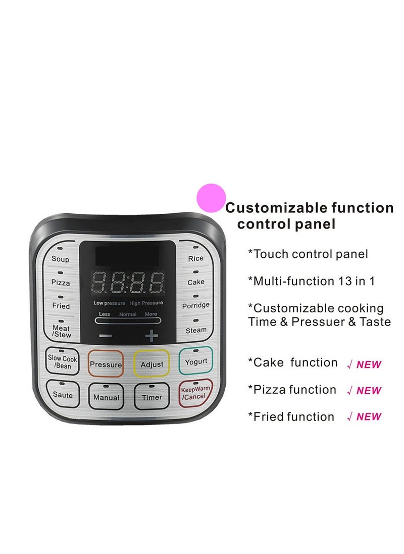 Intelligent electric pressure cooker with 10 levels of safety protection, multifunctional and removable stainless steel inner pot for fast, safe and versatile cooking.