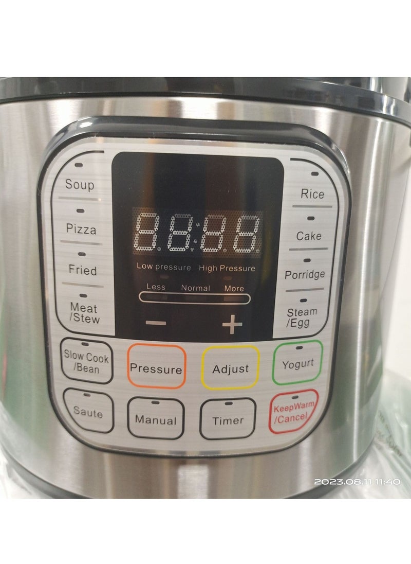 Intelligent electric pressure cooker with 10 levels of safety protection, multifunctional and removable stainless steel inner pot for fast, safe and versatile cooking.