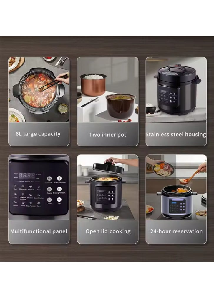 JWS-A13 Smart Electric Pressure Cooker - 6L Large Capacity, 12 Functions, 24 Hours Reservation.