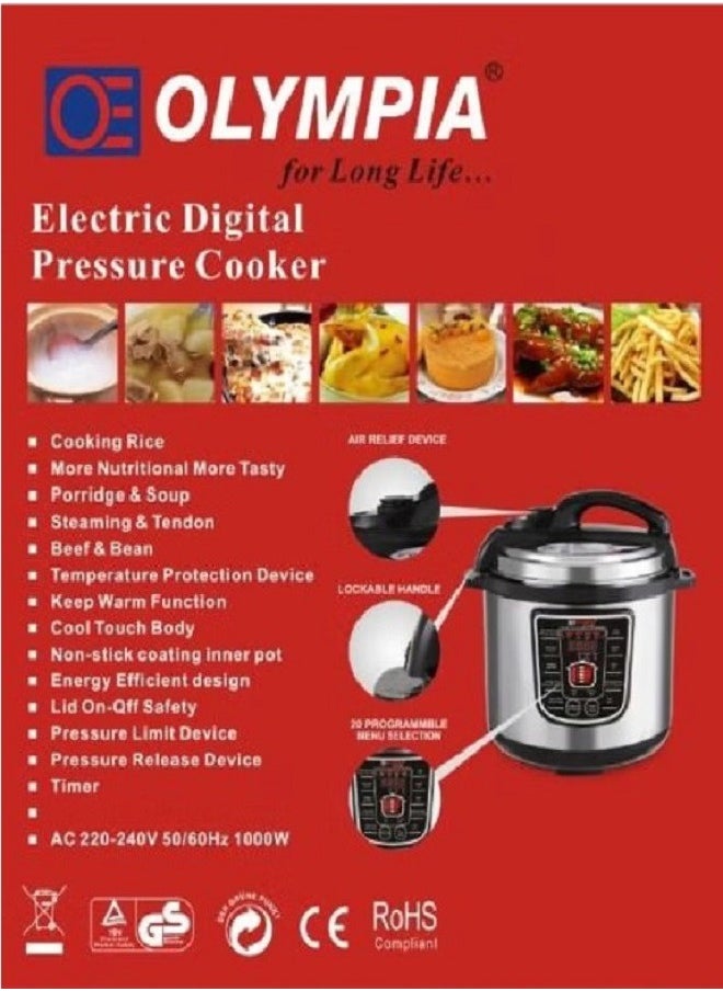 Olympia 10 In 1 Electric Digital Pressure Cooker 8L