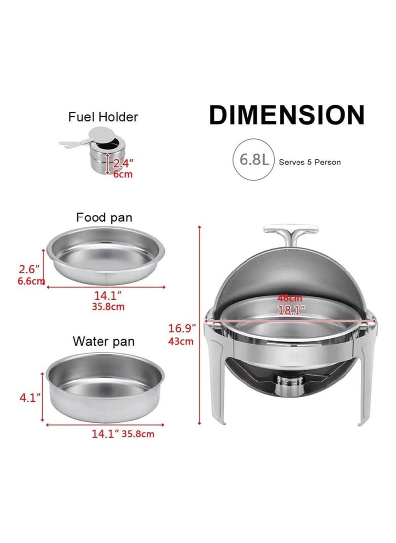 Round Chafing Dish Buffet Warmer Stainless Steel Stove Household Commercial Small Chafing Dish Table Food Warmer