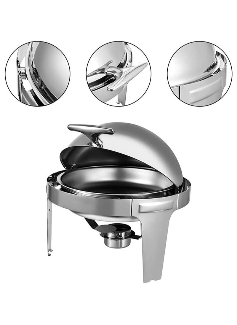 Round Chafing Dish Buffet Warmer Stainless Steel Stove Household Commercial Small Chafing Dish Table Food Warmer