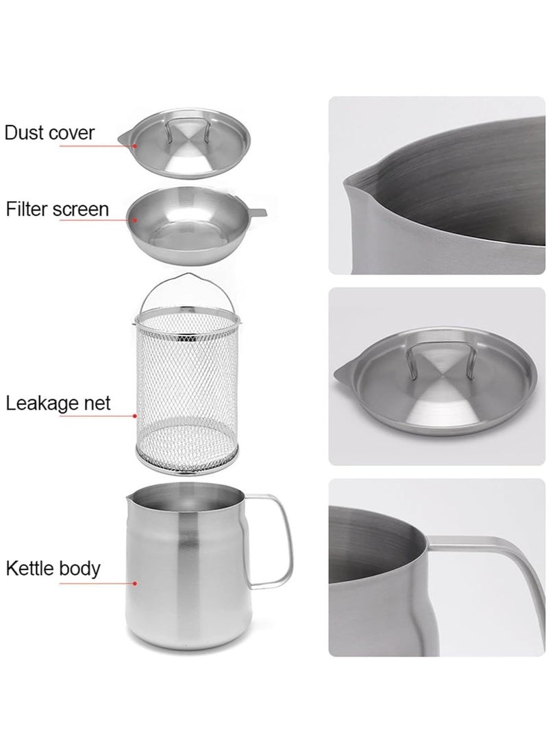 1.5L Stainless Steel Large Capacity Oil Fryer And Filter Cup Combo, 304 Stainless Steel Oil Filter Pot, Small fryer, with Fried Basket