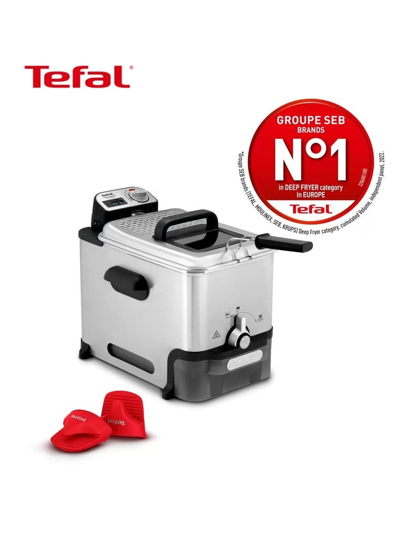 Oleoclean Pro Deep Fryer | Heatproof Mitts Included 3.5 L 2300 W FR8058G0 silver