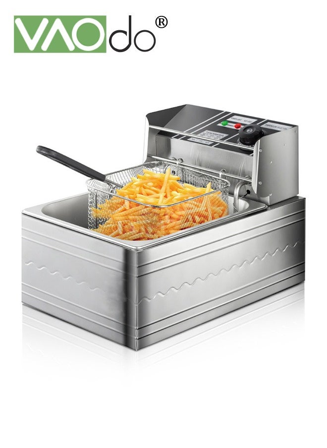 2400 W 5.5 L Electric Deep Fryer with Adjustable Temperature Big Capacity with Removable Frying Basket Easy to Clean Stainless Steel Body