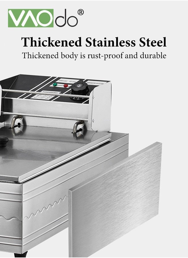 2500 W 5.5 L Electric Deep Fryer with Adjustable Temperature Big Capacity with Removable Frying Basket Easy to Clean Stainless Steel Body