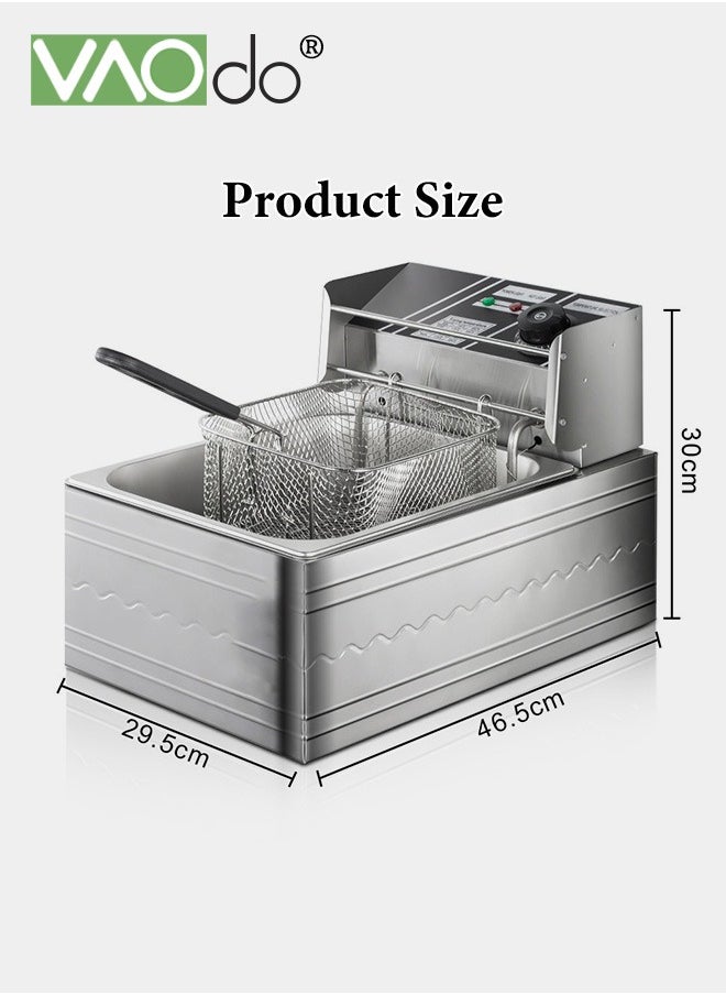 2500 W 5.5 L Electric Deep Fryer with Adjustable Temperature Big Capacity with Removable Frying Basket Easy to Clean Stainless Steel Body