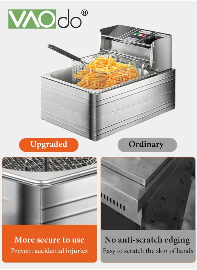 2500 W 5.5 L Electric Deep Fryer with Adjustable Temperature Big Capacity with Removable Frying Basket Easy to Clean Stainless Steel Body