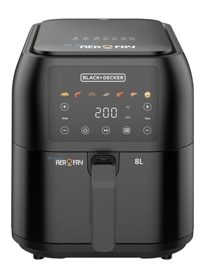 Black & Decker 1700W Air Fryer - 8L Capacity, Digital Touch Control, 7 Preset Functions, Adjustable Temp Timer, Rapid Air Convection, Shake Alert, Removable Crisper Plate - SAF80-B5 8 L 1700 W SAF80-B5 black