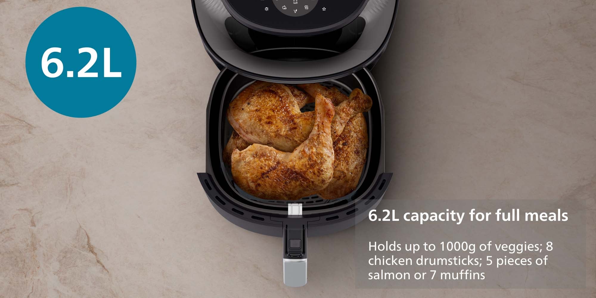 Airfryer XL - See-through Cooking Window, 16 Cooking Functions, Touchscreen, RapidAir Plus Technology, 6.2 L 1700 W NA332/00 Black