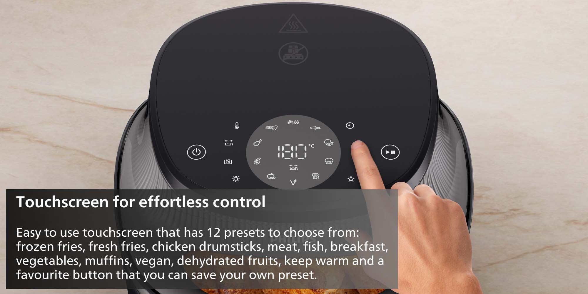 Airfryer XL - See-through Cooking Window, 16 Cooking Functions, Touchscreen, RapidAir Plus Technology, 6.2 L 1700 W NA332/00 Black