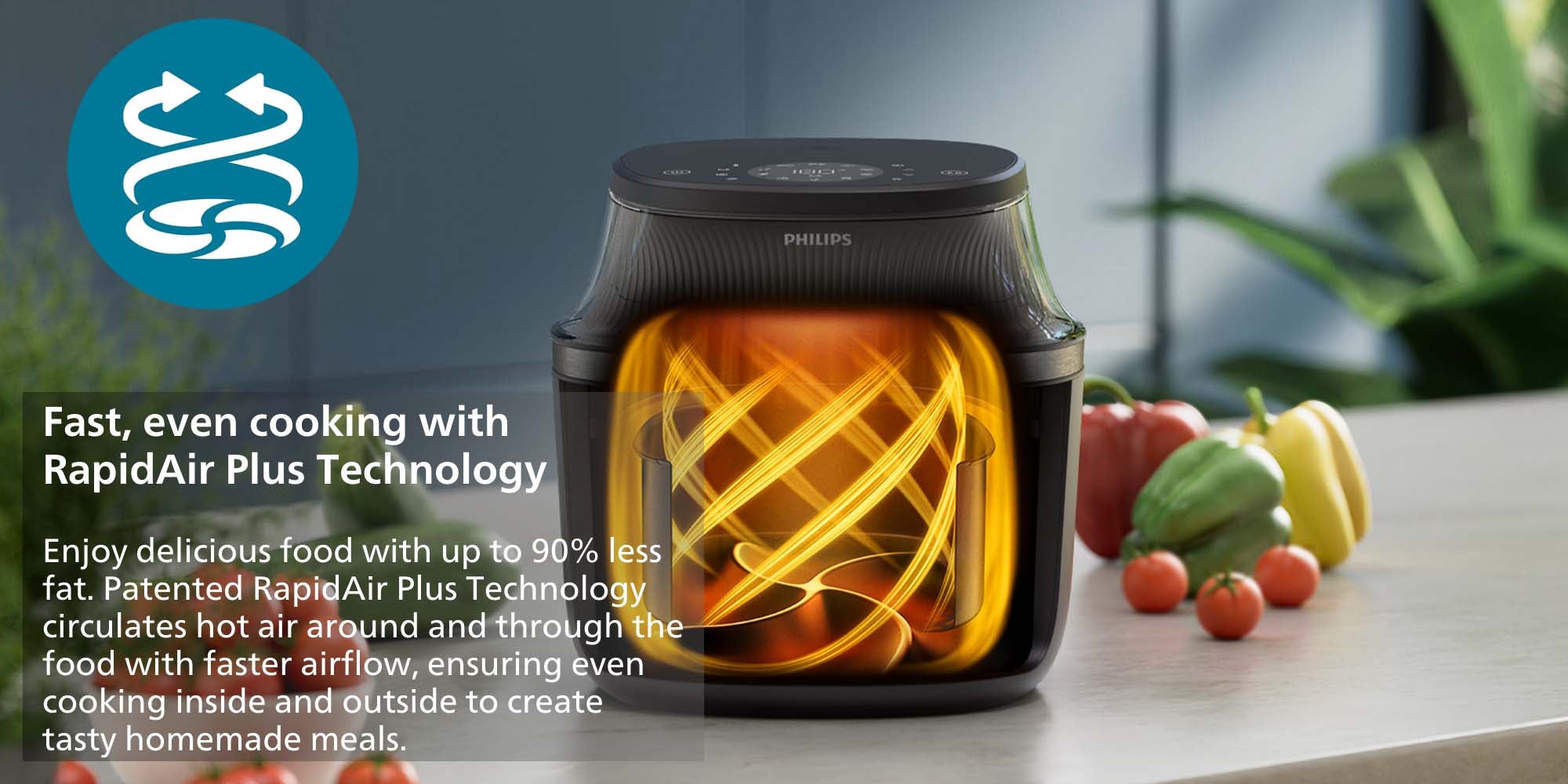 Airfryer XL - See-through Cooking Window, 16 Cooking Functions, Touchscreen, RapidAir Plus Technology, 6.2 L 1700 W NA332/00 Black