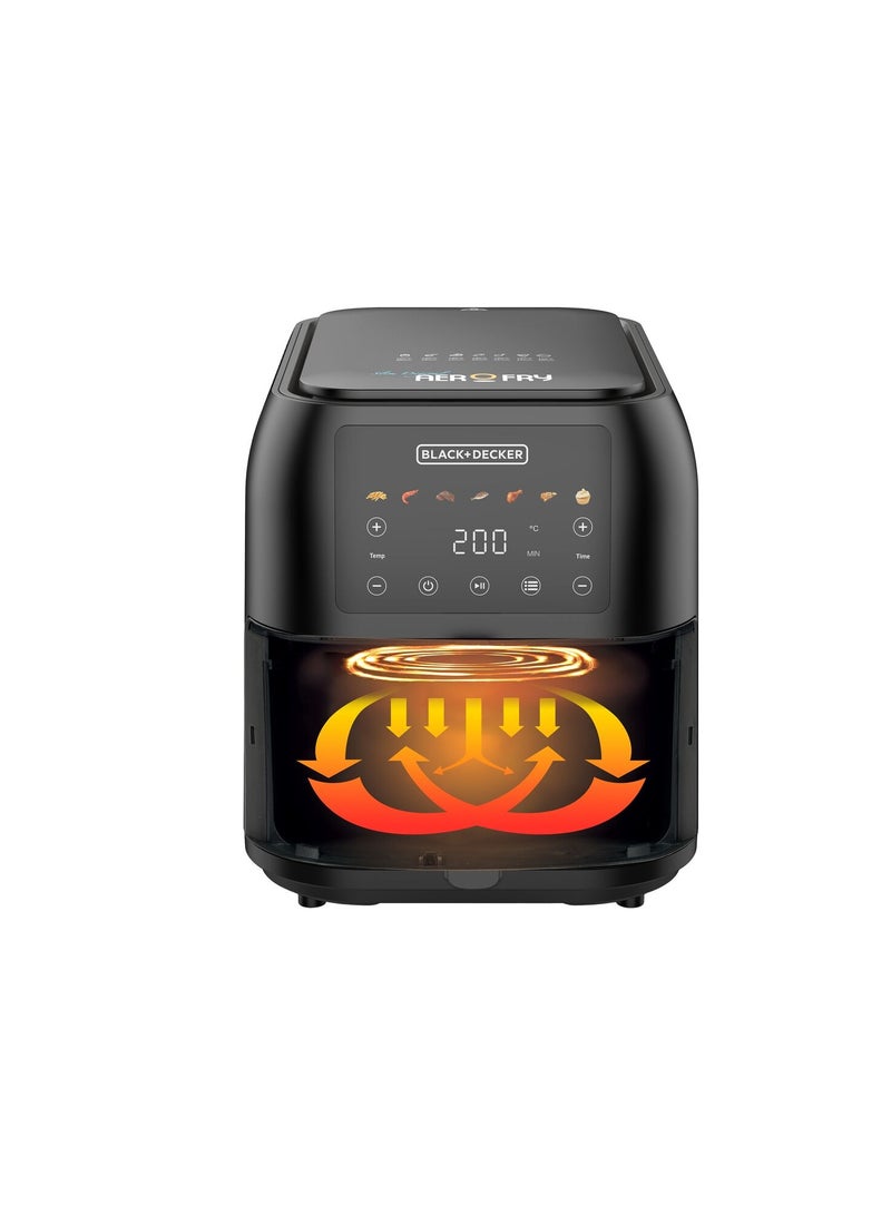 Digital Air Fryer, 8L Family-Sized Capacity, 7 Preset Functions, Rapid Air Convection for Healthy Frying, Adjustable Temperature 80-200°C, Easy Clean, 8 L 1700 W SAF80-B5 Black
