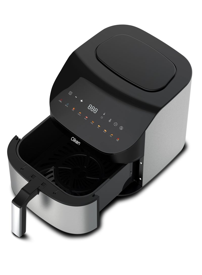 Air Fryer, 1600W, 7L Large Capacity, Digital Touch Control, 10 Preset Functions, 60 MinuteTimer, Overheating Protection,Turbo Pre Heat,De frost Function 7 L 1600 W CK368 Black/Silver