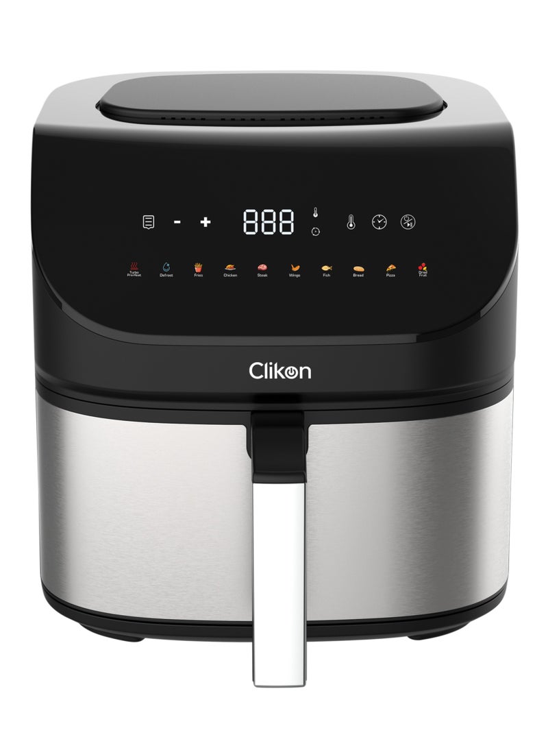Air Fryer, 1600W, 7L Large Capacity, Digital Touch Control, 10 Preset Functions, 60 MinuteTimer, Overheating Protection,Turbo Pre Heat,De frost Function 7 L 1600 W CK368 Black/Silver
