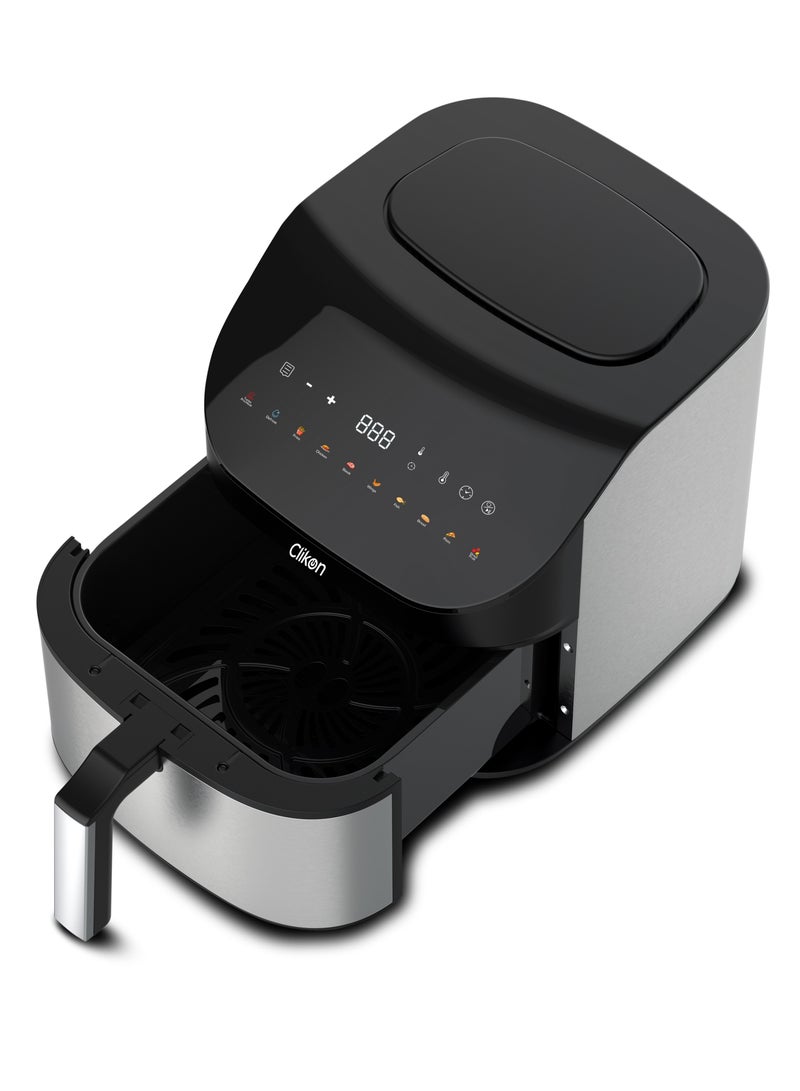 Air Fryer, 1600W, 7L Large Capacity, Digital Touch Control, 10 Preset Functions, 60 MinuteTimer, Overheating Protection,Turbo Pre Heat,De frost Function 7 L 1600 W CK368 Black/Silver