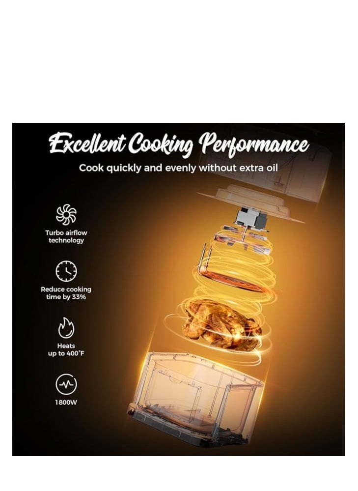 Digital Air Fryer Oven With Clear Window And Internal Light,Cooking with Rapid Air Convection Technology,Crisp Results,12 Program 5L Capacity1500 W