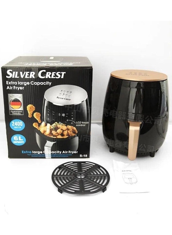 SILVER CREST Smart Large Capacity 6L Oil-Free Electric Air Fryers With Timer