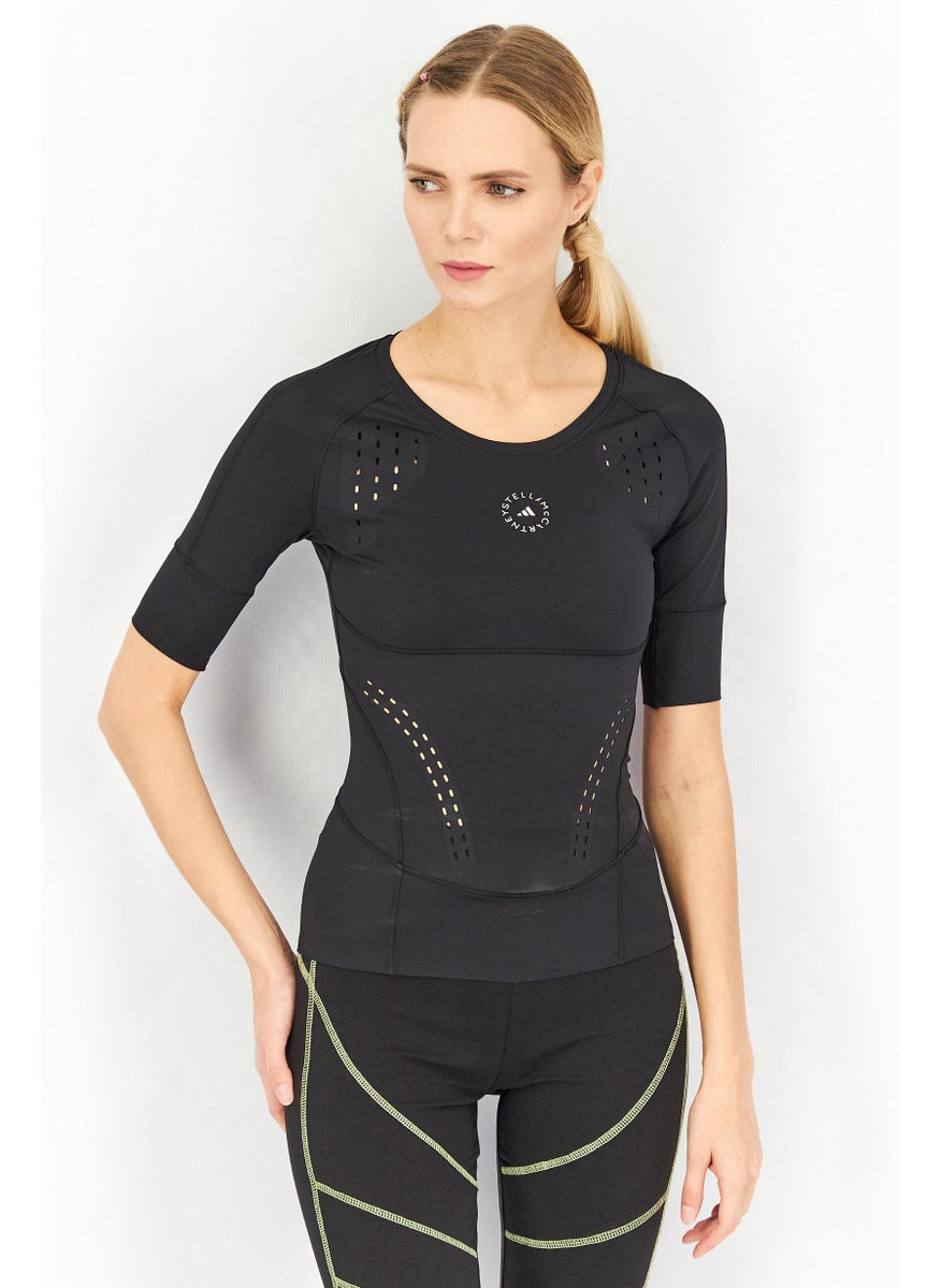 Women Sportswear Fit Training Short Sleeves Tee, Black