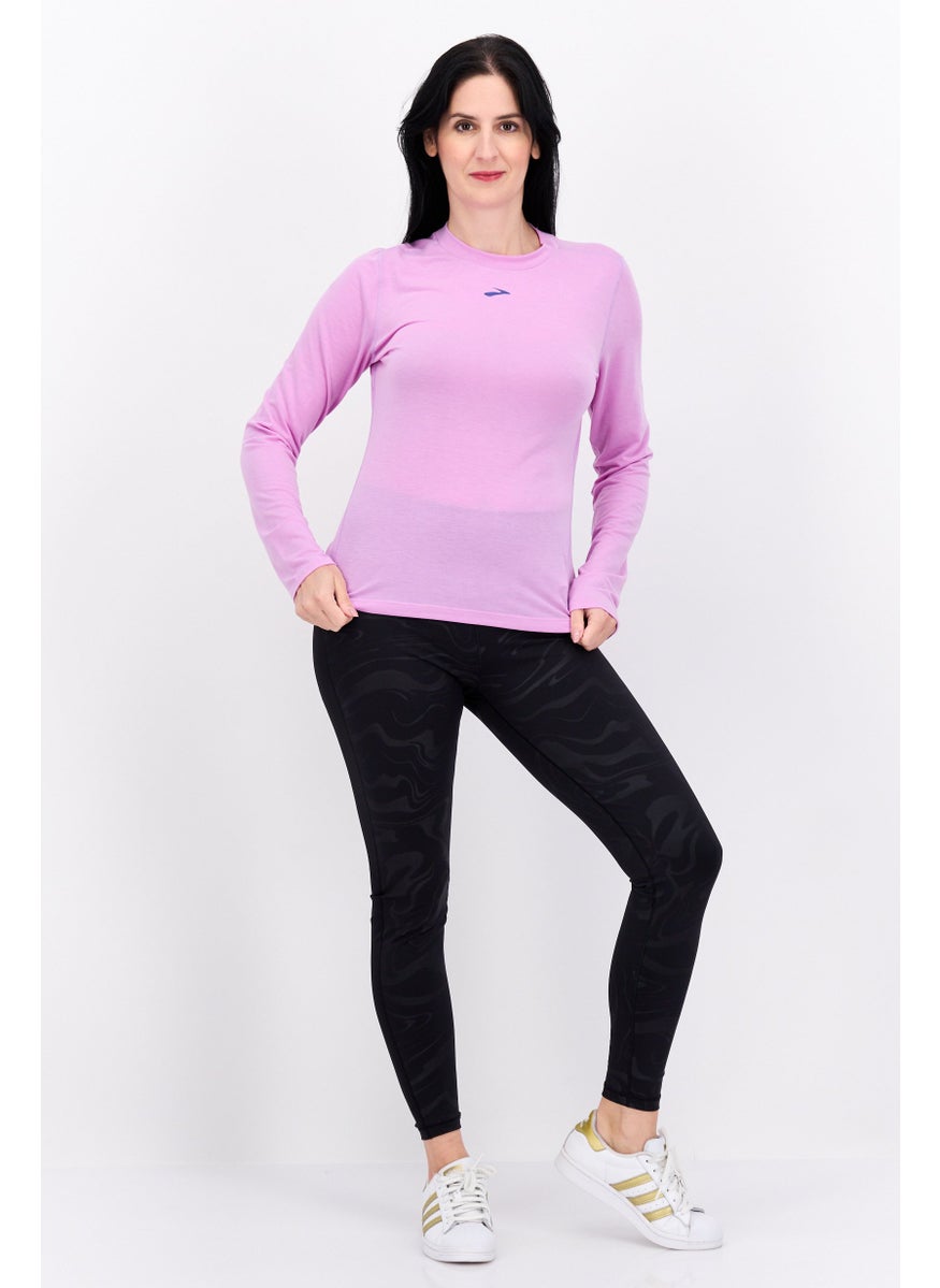 Women Sportswear Fit Brand Logo Running Top, Purple