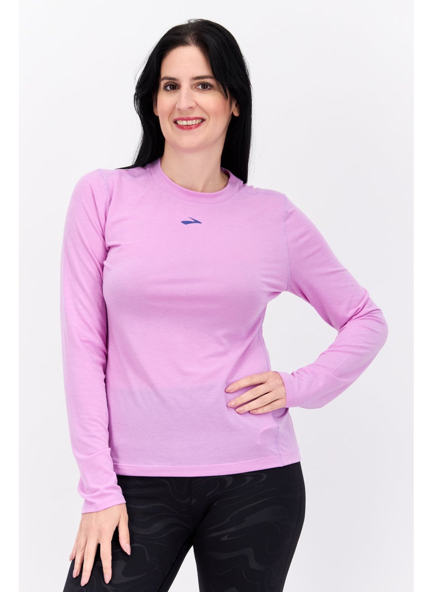 Women Sportswear Fit Brand Logo Running Top, Purple