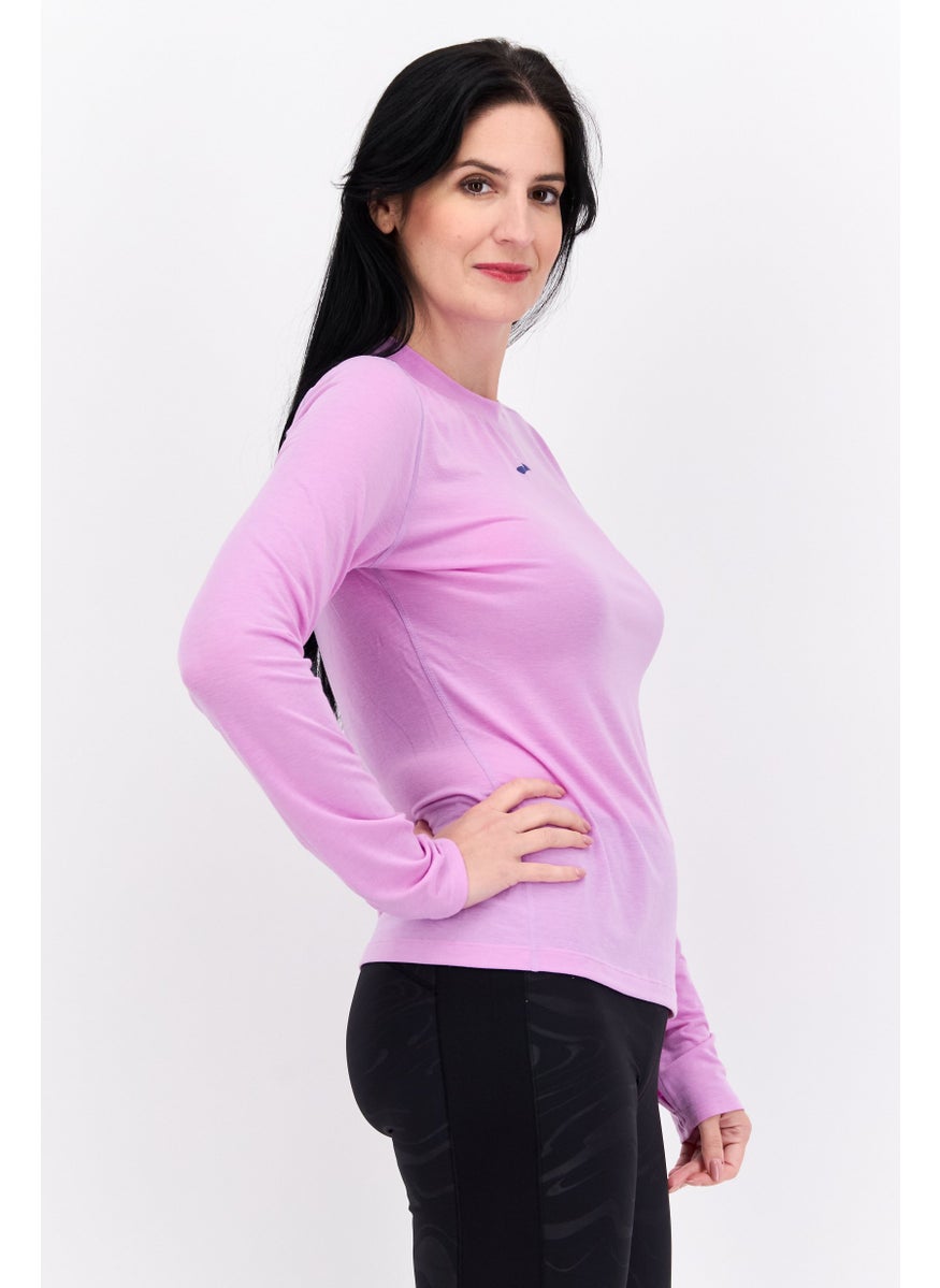 Women Sportswear Fit Brand Logo Running Top, Purple