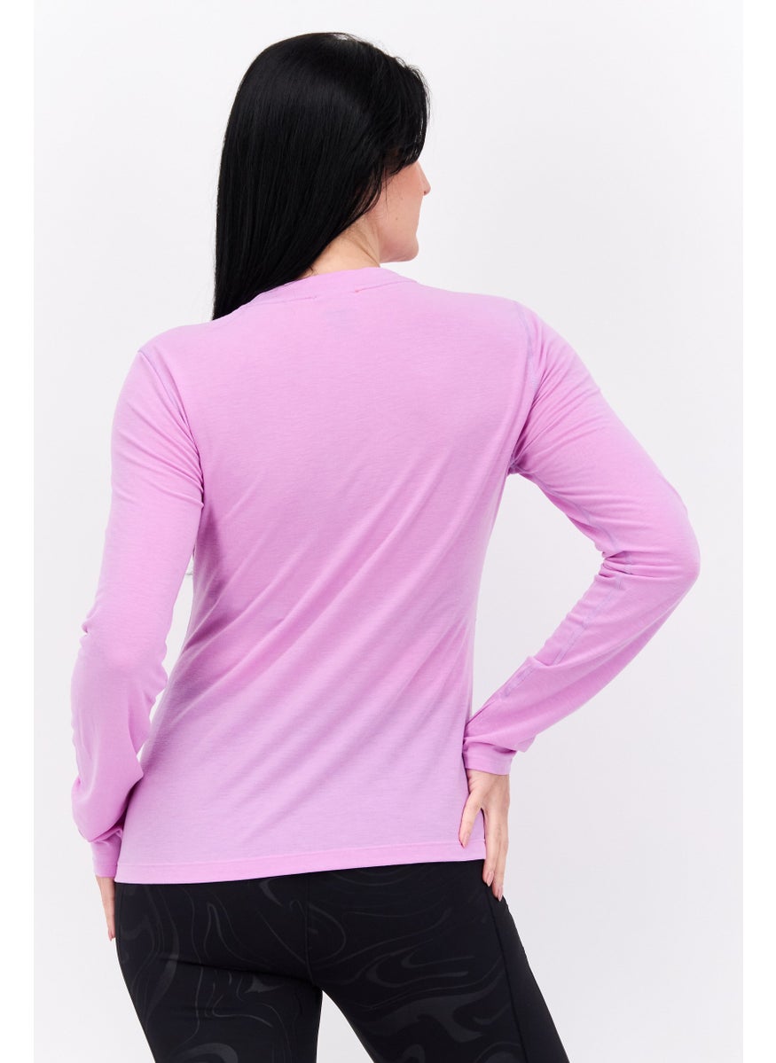 Women Sportswear Fit Brand Logo Running Top, Purple